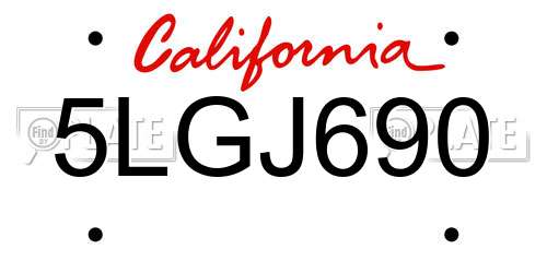 5LGJ690 California License Plate