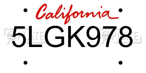 5LGK978 California License Plate