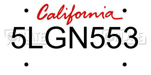 5LGN553 California License Plate