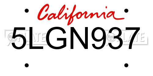 5LGN937 California License Plate