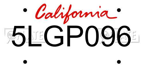 5LGP096 California License Plate