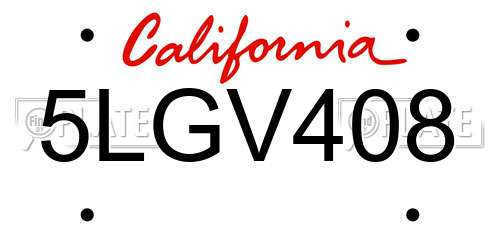 5LGV408 California License Plate