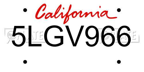 5LGV966 California License Plate