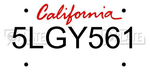 5LGY561 California License Plate