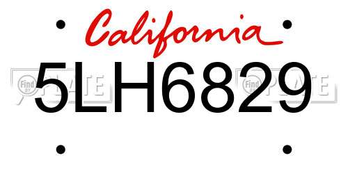 5LH6829 California License Plate