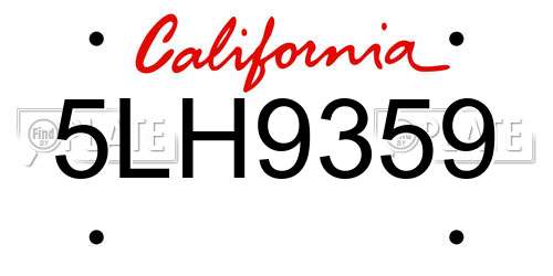 5LH9359 California License Plate