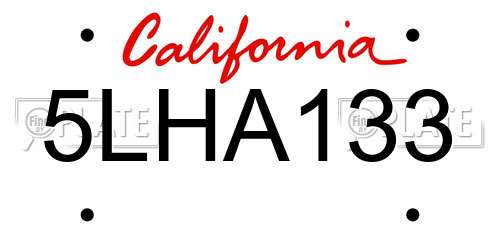5LHA133 California License Plate