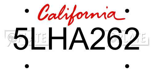 5LHA262 California License Plate