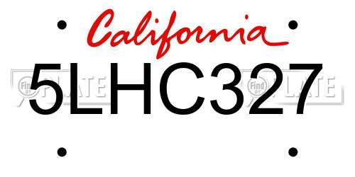 5LHC327 California License Plate