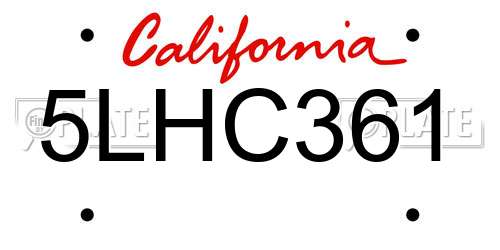 5LHC361 California License Plate
