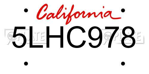 5LHC978 California License Plate