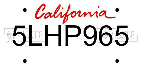 5LHP965 California License Plate