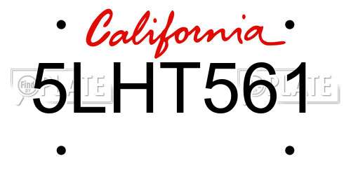 5LHT561 California License Plate