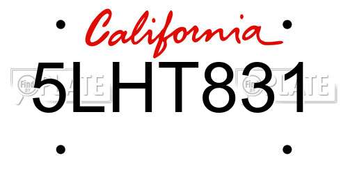 5LHT831 California License Plate