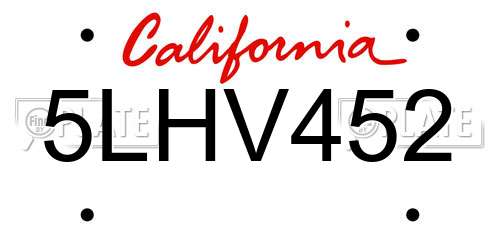 5LHV452 California License Plate