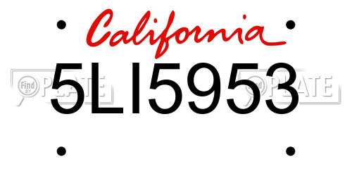 5LI5953 California License Plate