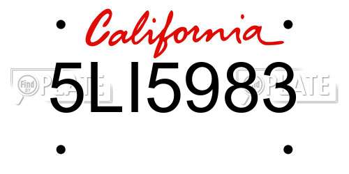 5LI5983 California License Plate