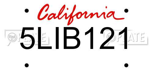 5LIB121 California License Plate