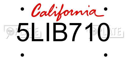 5LIB710 California License Plate