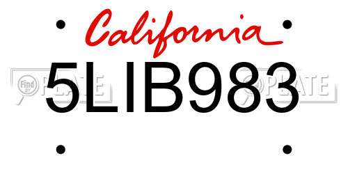 5LIB983 California License Plate