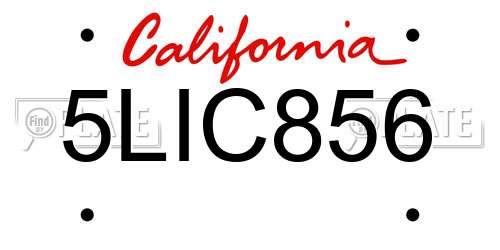 5LIC856 California License Plate