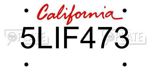 5LIF473 California License Plate