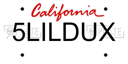 5LILDUX California License Plate