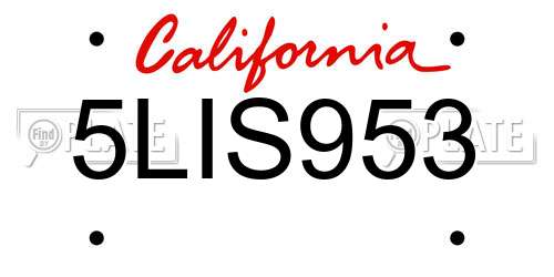 5LIS953 California License Plate