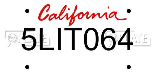 5LIT064 California License Plate