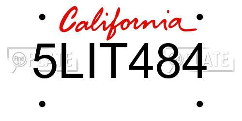 5LIT484 California License Plate