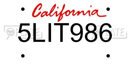 5LIT986 California License Plate
