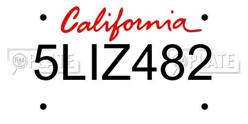 5LIZ482 California License Plate