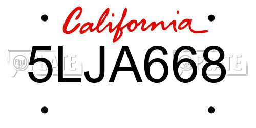 5LJA668 California License Plate