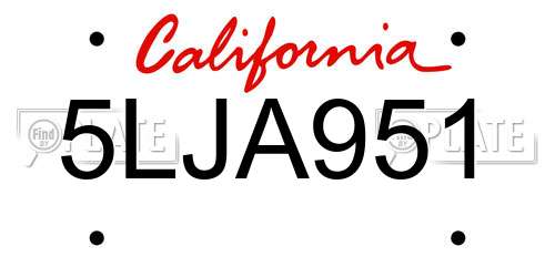 5LJA951 California License Plate