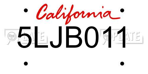 5LJB011 California License Plate
