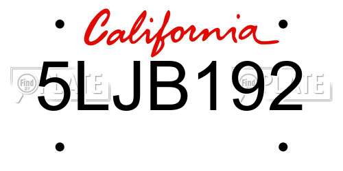5LJB192 California License Plate