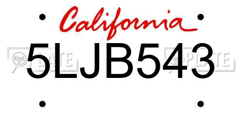5LJB543 California License Plate