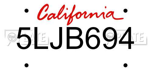 5LJB694 California License Plate