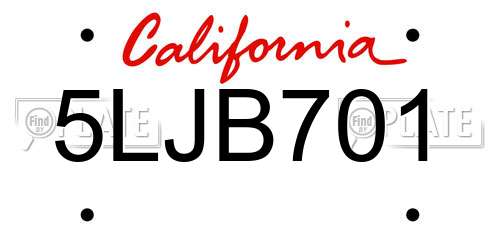 5LJB701 California License Plate