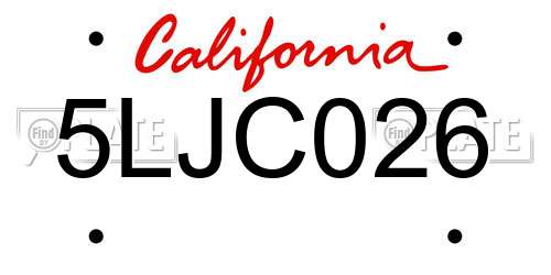 5LJC026 California License Plate