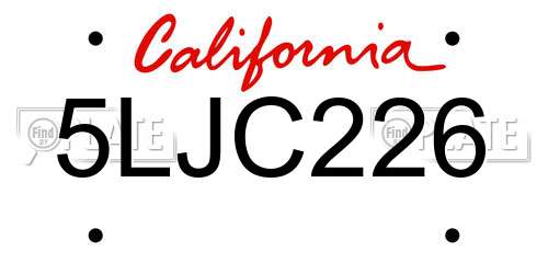 5LJC226 California License Plate