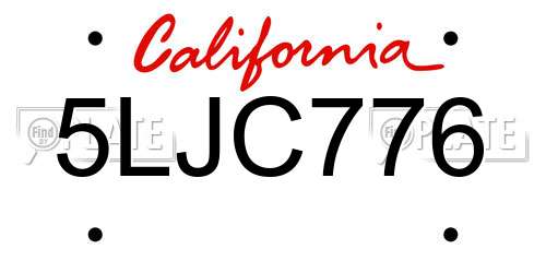5LJC776 California License Plate