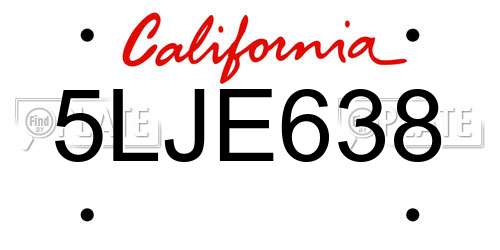 5LJE638 California License Plate