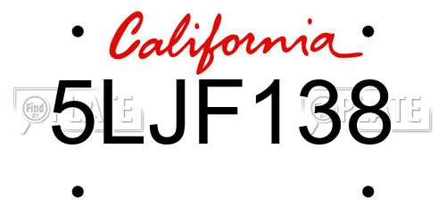 5LJF138 California License Plate