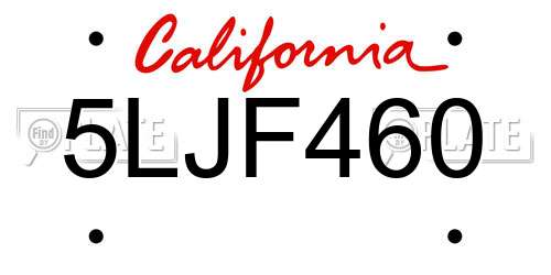 5LJF460 California License Plate