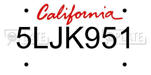 5LJK951 California License Plate