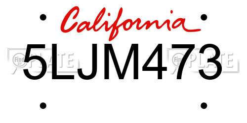 5LJM473 California License Plate