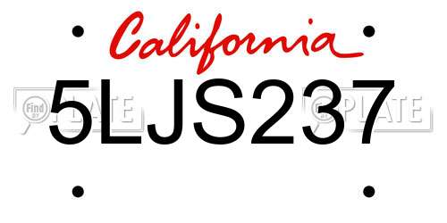 5LJS237 California License Plate