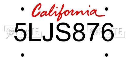 5LJS876 California License Plate