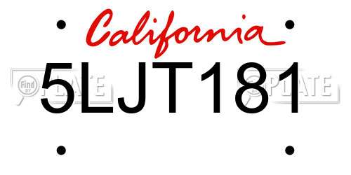 5LJT181 California License Plate